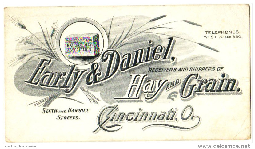 Early & Daniel - Hay And Grain - Cincinnati, O. - Members Of The National Hay Association - Cincinnati