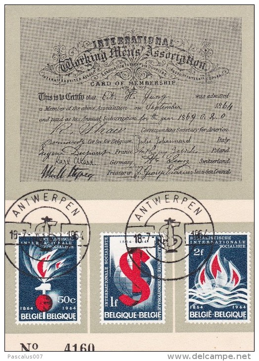 A27 - Carte Maxima Cob 1290-92 - Centenaire De L'internationale Socialiste. - 1961-1970