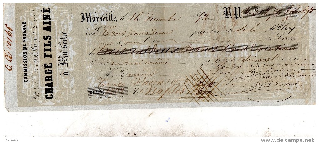 1852 MARSIGLIA - Cheques & Traverler's Cheques