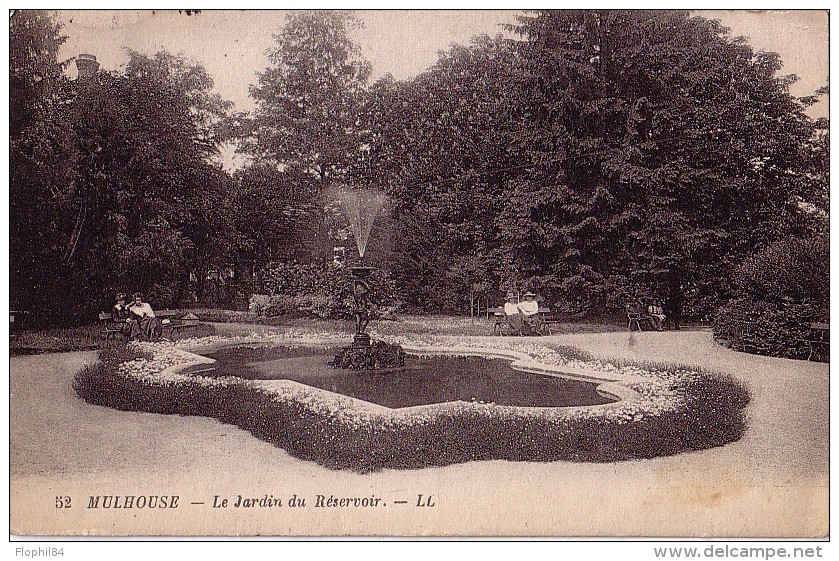 HAUT RHIN - MULHOUSE RUE DE FRANCE LE 15-8-1927 / 25c SEMEUSE - CARTE POSTALE  DU JARDIN. - Cachets Manuels