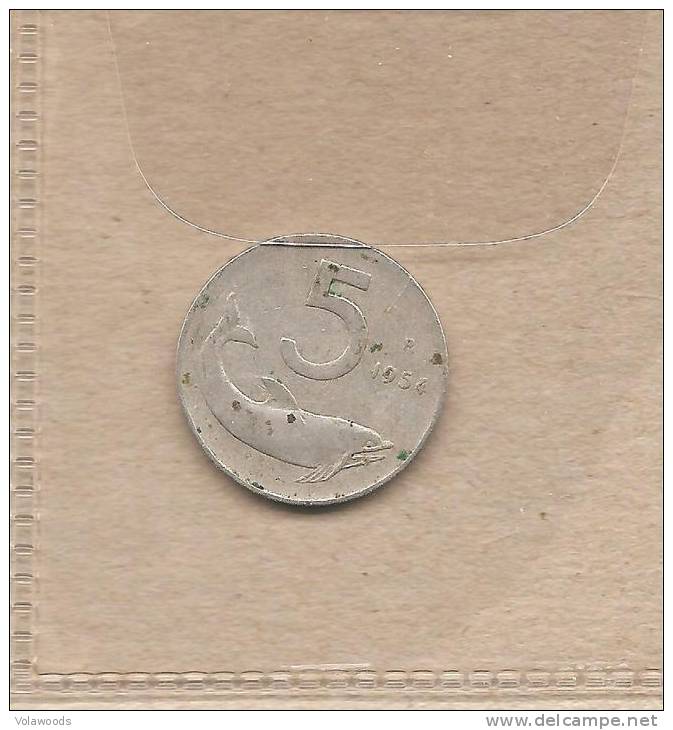 Italia - Moneta Circolata Da 5 Lire "Delfino" - 1954 - 5 Lire