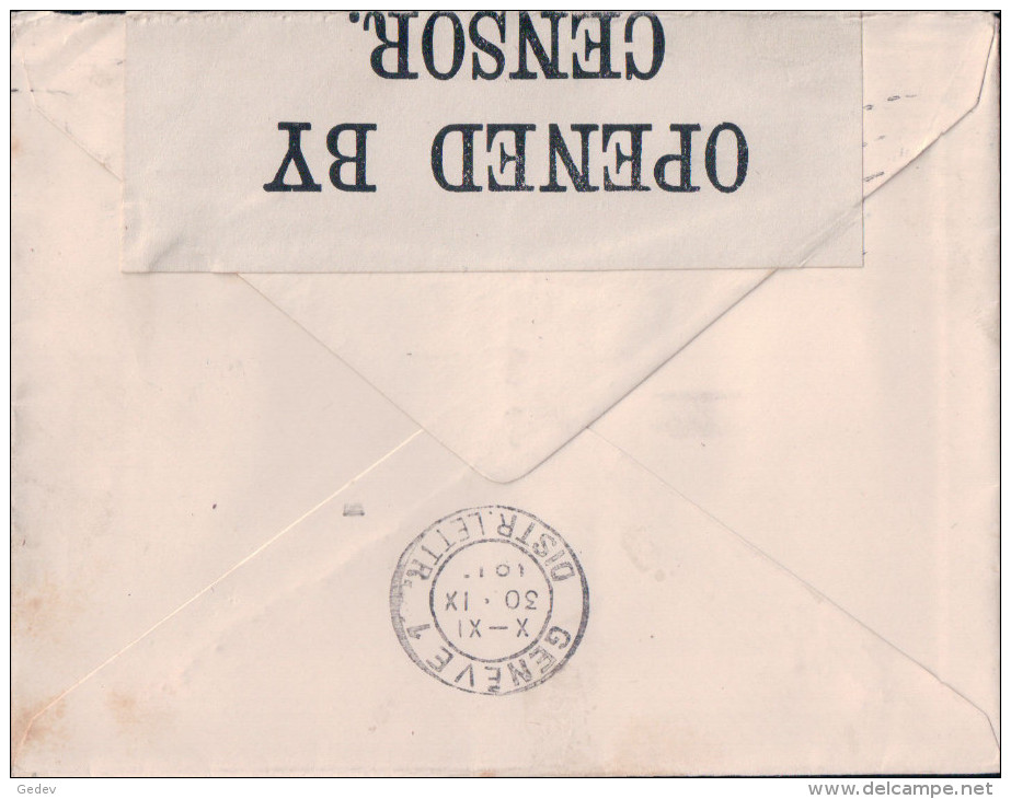 Lettre Censor GB - Genève CH (1215) - Other & Unclassified