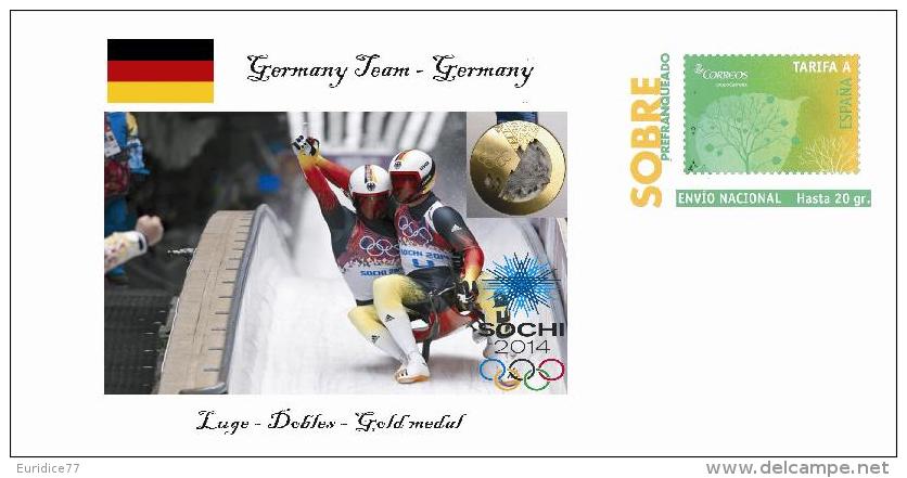 Spain 2014 - XXII Olimpics Winter Games Sochi 2014 Special Prepaid Cover - Luge Germany Team - Winter 2014: Sochi