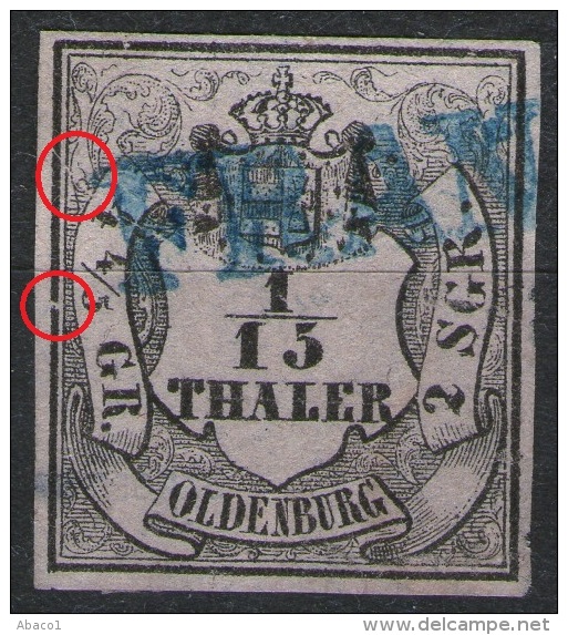 Franco Auf 1/15 Thaler Mattrosa - Oldenburg Nr. 3 I Mit Abart - Seidenpapier - Geprüft BPP - Oldenburg