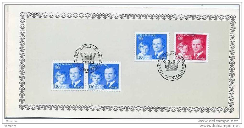 1980  Official Presentation Folder For «New Order Of Succession To The Throne» Stamps First Day Cancel Facit - Covers & Documents