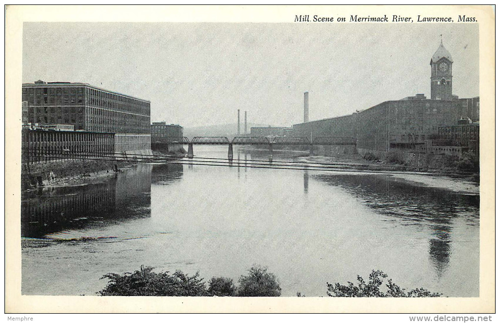 MA LAWRENCE Mill Scenes On The Merrimack River  2 Cards - Lawrence