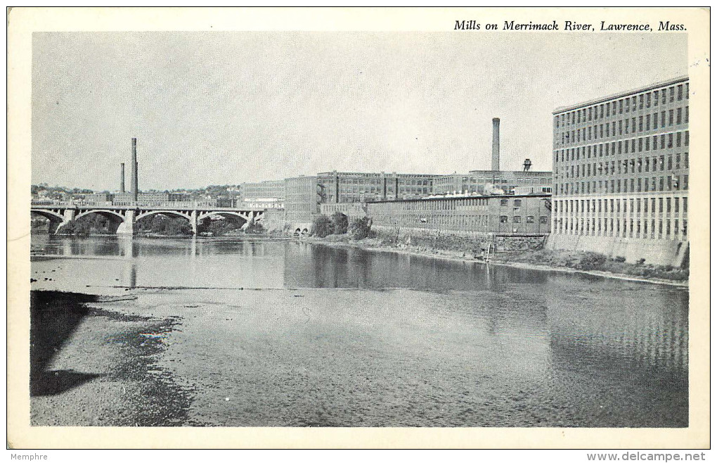 MA LAWRENCE Mill Scenes On The Merrimack River  2 Cards - Lawrence