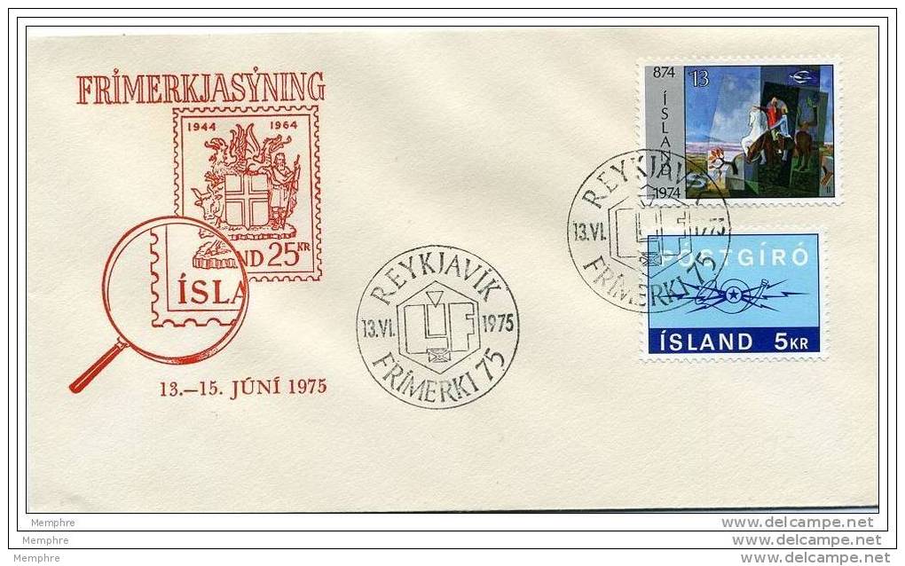 1975 Reykiavik Stamp Exhibition Commemorative Cancel - Briefe U. Dokumente