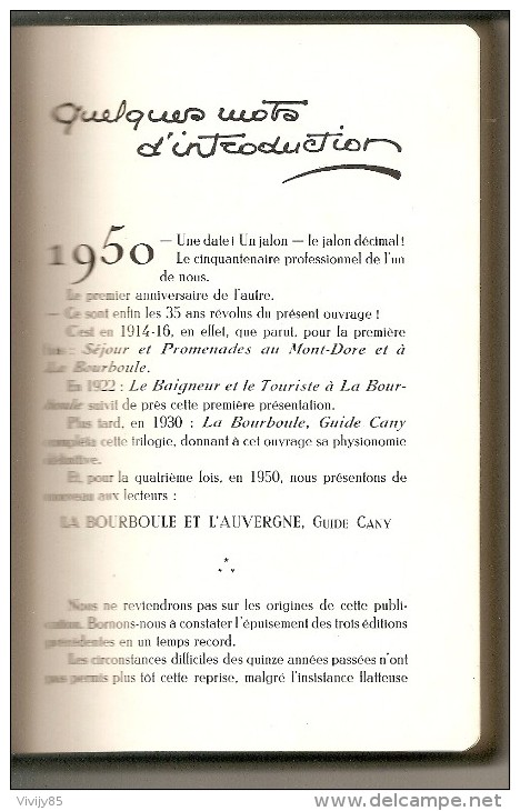 Guide Cany " LA BOURBOULE ET L' AUVERGNE " De 274 Pages + Renseignements Généraux - Tourisme