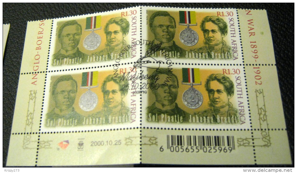 South Africa 2000 Decorations Sol Plaatje Johanna Brandt R1.30 X4 - FDC - Used Stamps