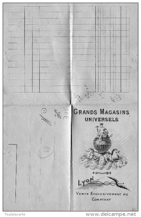 LYON FACTURE GRANDS MAGASINS UNIVERSELS - 1900 – 1949