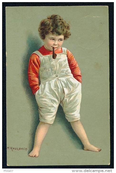 Kaulbach, H. - Boy, Pipe ------- Postcard Traveled - Kaulbach, Hermann