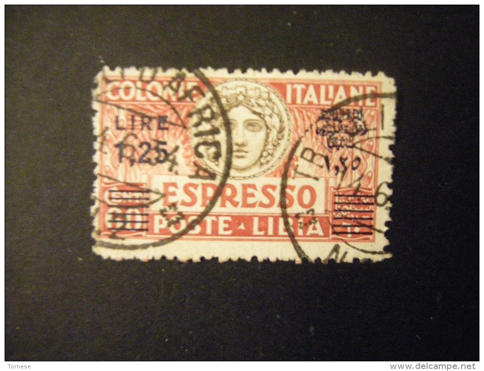 LIBIA - 1927/33 ESPRESSO Dent 11,  Sass. N. 12, 1,25 Su 60, Usato, Al Prezzo Più Basso Del Web - Libia