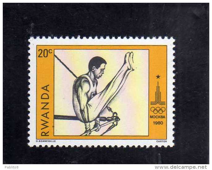 REPUBLIQUE RWANDAISE RWANDA 1980 OLYMPIC GAMES MOSCOW '80 GYMNAST GIOCHI OLIMPICI MOSCA GINNASTA MNH - Nuovi