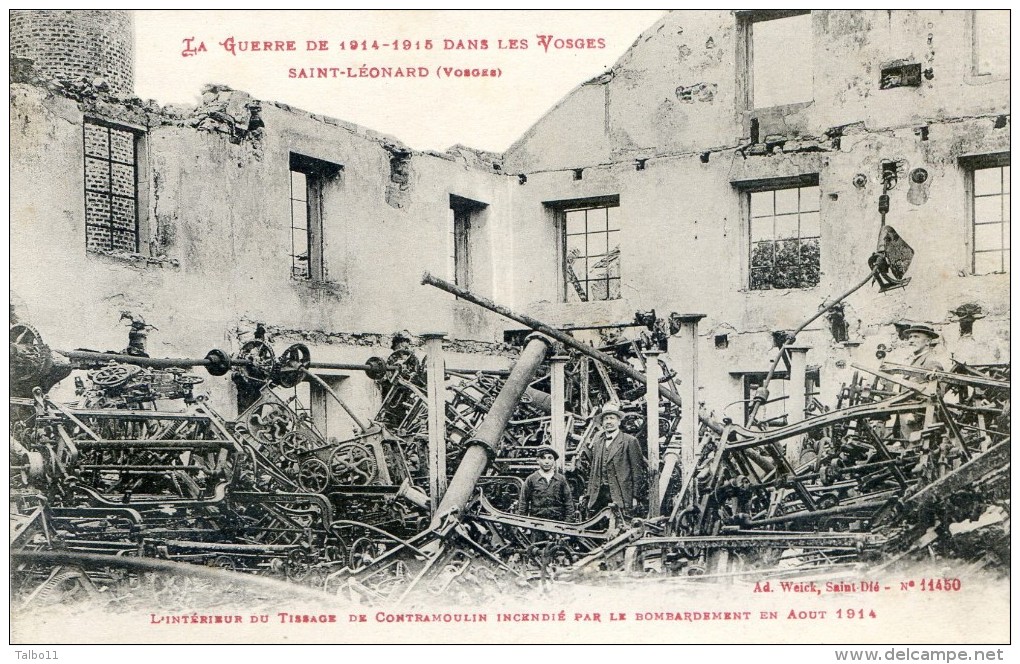 Saint Léonard - Intérieur Du Tissage De Contramoulin Incendié Par Le Bombardement Août 1914 - Autres & Non Classés