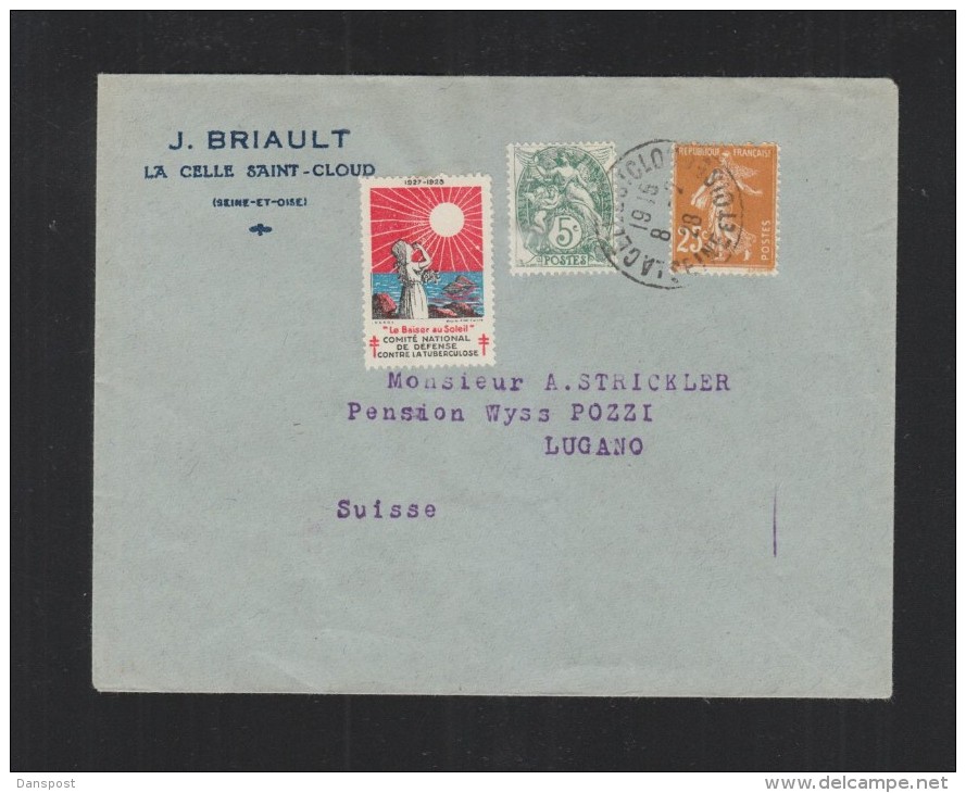 Lettre 1928 La Celle Saint-Cloud Vignette Tuberculose - 2010-... Illustrated Franking Labels