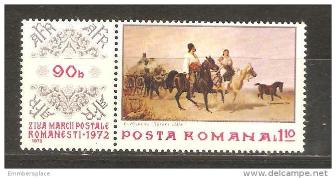 ROMANIA - 1972 Travelling Gypsies (Stamp Day)  MH *   SG 3965  Sc 2386a - Unused Stamps