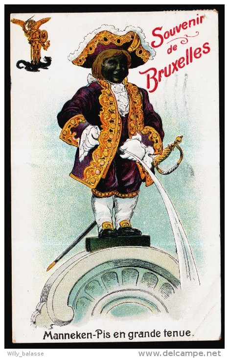 Souvenir De BRUXELLES - Brussel - Carte Fantaisie - Manneken-Pis En Grande Tenue  // - St-Gillis - St-Gilles