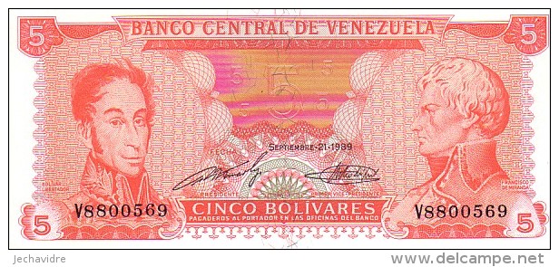 VENEZUELA   5  Bolivares  Daté Du 21-09-1989   Pick 70 A       ***** BILLET  NEUF ***** - Venezuela