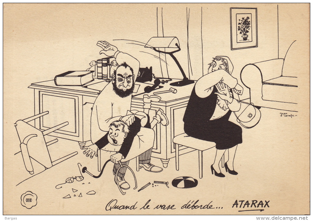 Dessin Publicité Par Jean Dratz Envoi Timbré Au Dos 1956 Docteur Fessée Atarax UCB - Affiches & Offsets