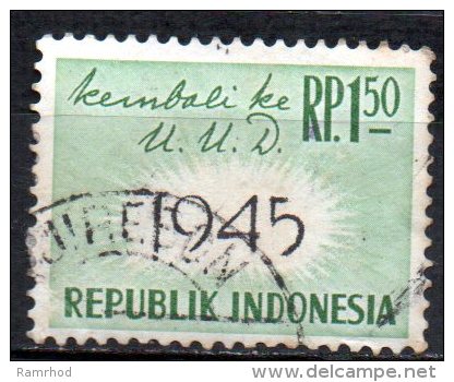 INDONESIA 1959 Re-adoption Of 1945 Constitution - 1r.50 - Black And Green   FU - Indonesia