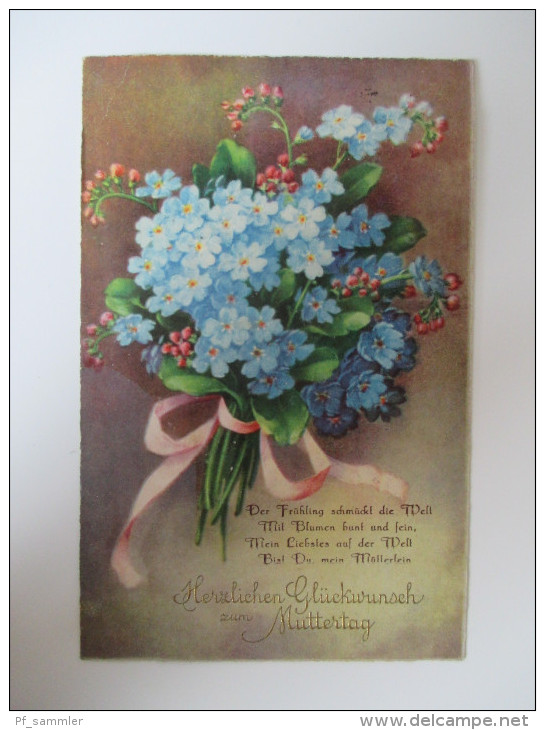 AK/Bildpostkarte 1933 Blumenstrauß "Herzlichen Glückwunsch Zum Muttertag" HWB Ser 4687 Import "Werdet Rundfunkteilnehmer - Mother's Day