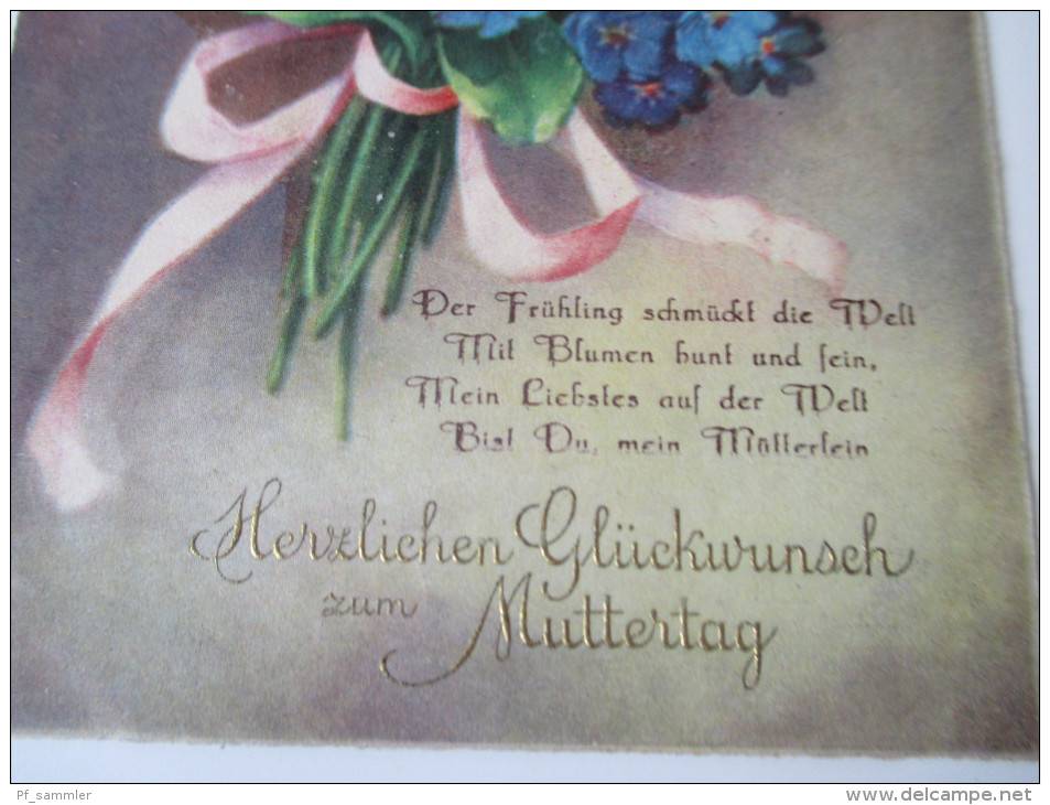 AK/Bildpostkarte 1933 Blumenstrauß "Herzlichen Glückwunsch Zum Muttertag" HWB Ser 4687 Import "Werdet Rundfunkteilnehmer - Festa Della Mamma