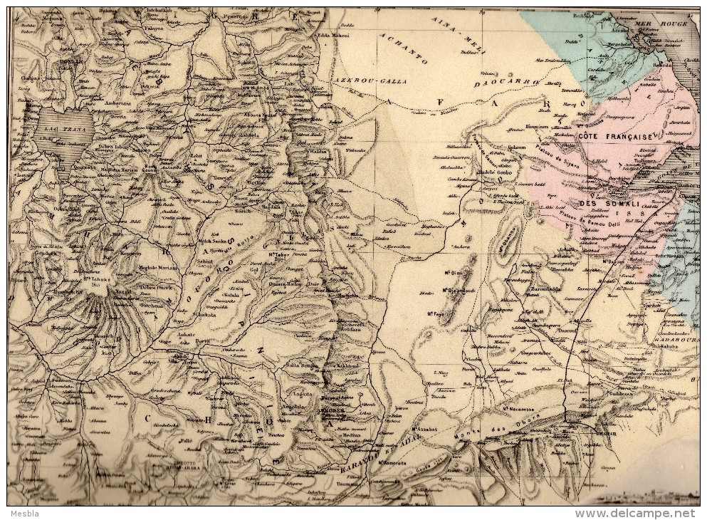 CARTE  -   LA  FRANCE -  OBOCK -  DJIBOUTI  - Gravée Par Lorsignol,  Dressée Par J. Migeon  - Carte Plastifiée. - Cartes Géographiques