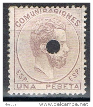 Sello 1 Pta Amadeo 1872, Perforado Telegrafos, Num 127T º - Usados