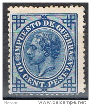 Sello 10 Cts Alfonso XII 1876, Impuesto Guerra, VARIEDAD Impresion, Num 184a * - Kriegssteuermarken