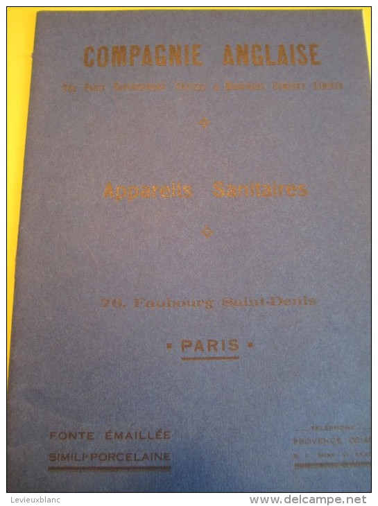 Appareils Sanitaires/ Compagnie Anglaise/The Paris Earthenware C° Ltd/INVICTA/1930        CAT52 - Catálogos