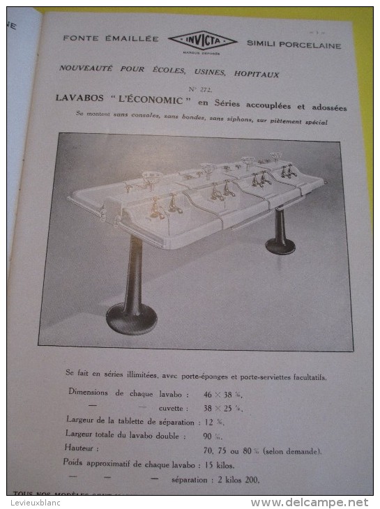 Appareils Sanitaires/ Compagnie Anglaise/The Paris Earthenware C° Ltd/INVICTA/1930        CAT52 - Catalogus