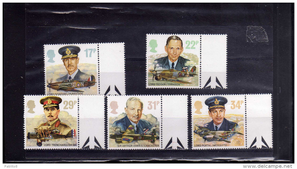 GREAT BRITAIN - GRAN BRETAGNA 1986 ROYAL AIR FORCE PILOTS AND AIRPLANES PILOTI E AEROPLANI MNH - Unused Stamps