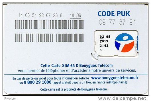 @+ GSM Bouygues - Répertoire (puce Collée) - Mobicartes (GSM/SIM)