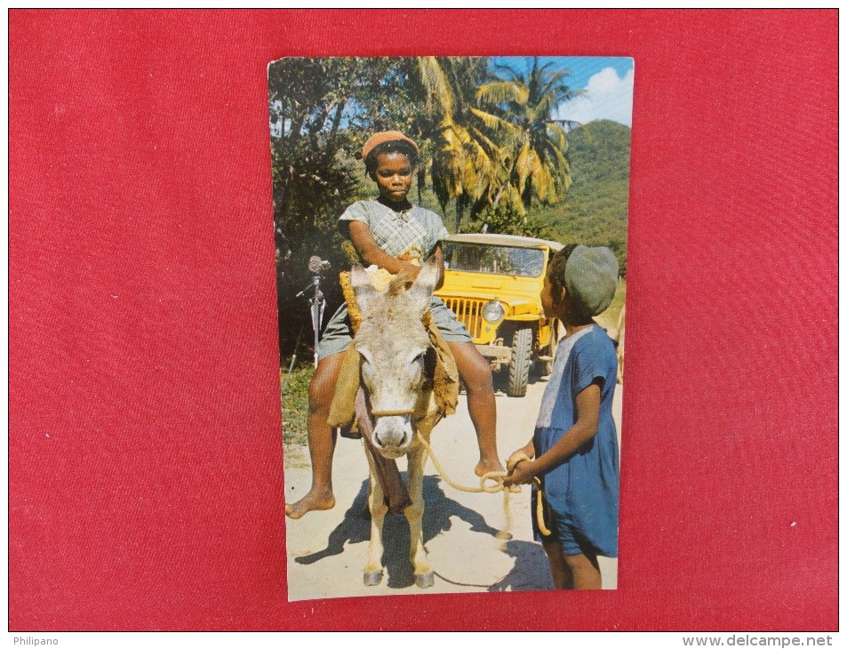 > Virgin Islands, US St John  Girl On Mule  Not Mailed  Ref 1203 - Jungferninseln, Amerik.