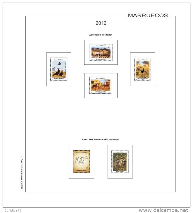 Suplemento Filkasol MARRUECOS 2012 - Montado Hawid - Pre-Impresas