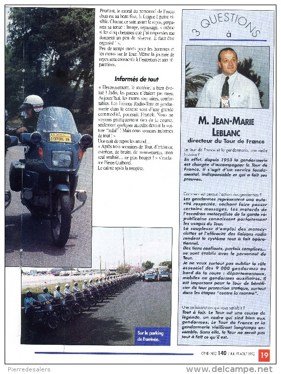 Gendarmerie B - Dossier Tour De France 1992 Cycliste - Garde Gendarme  Protection Itinéraire - Voir Extraits - Militaria - Police & Gendarmerie