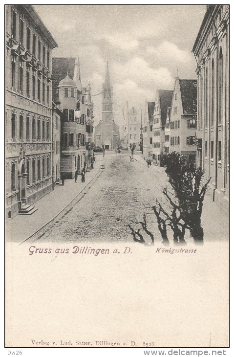 Gruss Aus Dillingen A. D. - Königsstrasse - Edition Ludwig Sauer, Carte Dos Simple Non Circulée - Dillingen