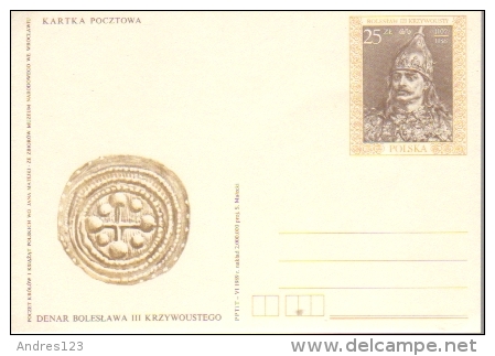 P005 Poland Postal Card 1989 - Denar, Boleslaw III - Stamped Stationery
