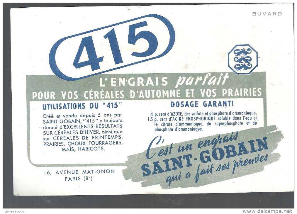 Buvard. 415 L'engrais Parfait Pour Vos Céréales D'automne Et Vos Prairies Produit SAINT-GOBIN - Agricoltura