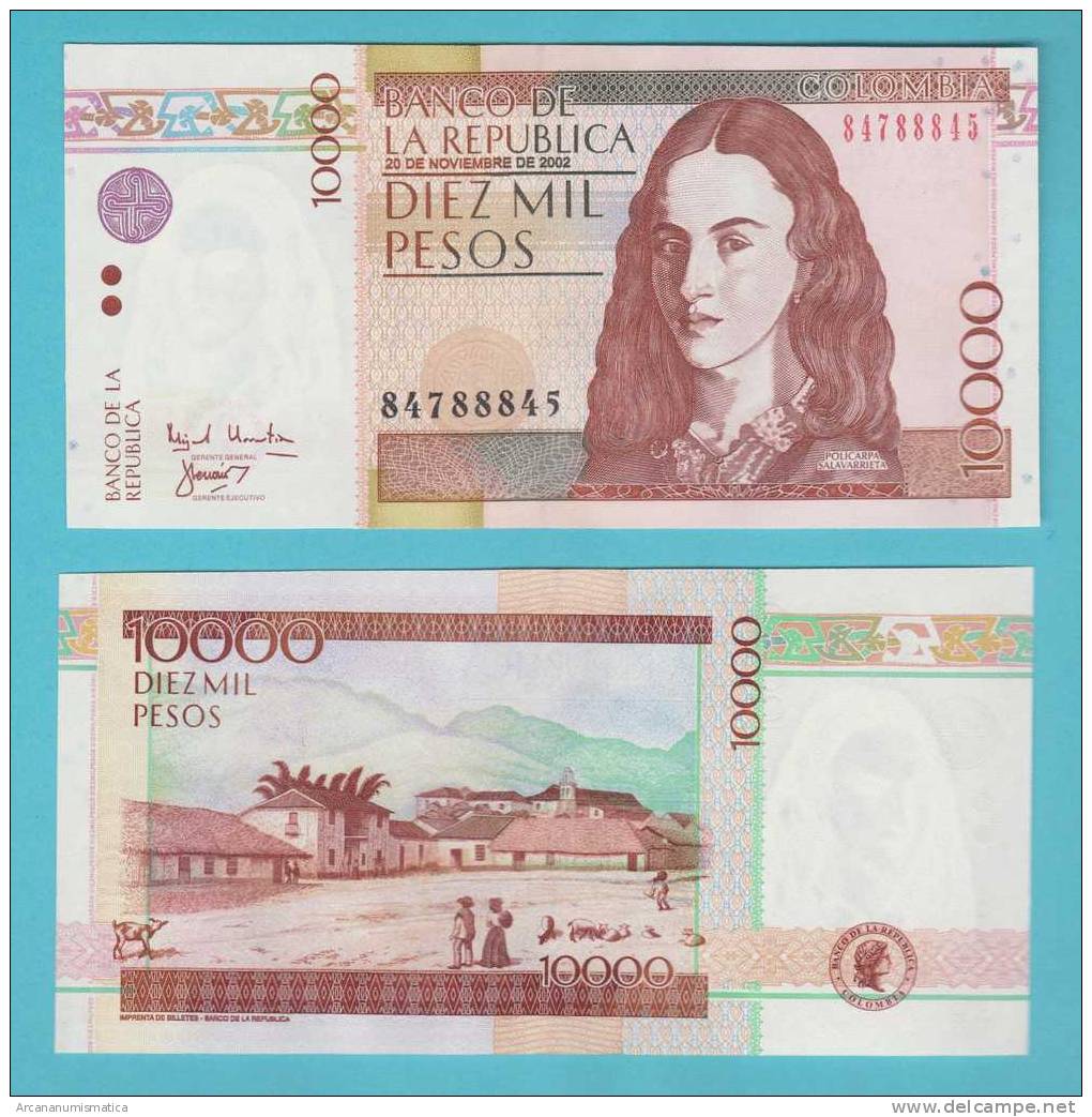 COLOMBIA  10,000  PESOS  25-Noviembre-2.002 2002  SC/UNC/PLANCHA  KM#444?      DL-9550 - Colombia