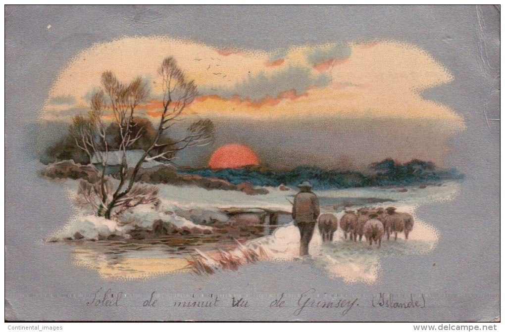 ISLANDE/ SOLEIL DE MINUIT/ CHROMOLITHOGRAPHIE/ Réference 4156 - Islande