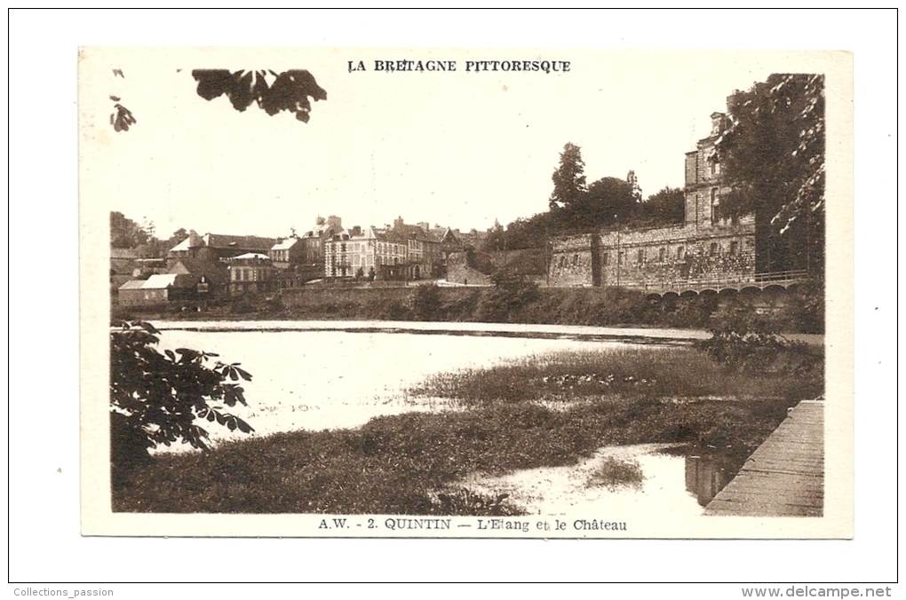 Cp, 22, Quintin, L´Etang Et Le Château - Quintin