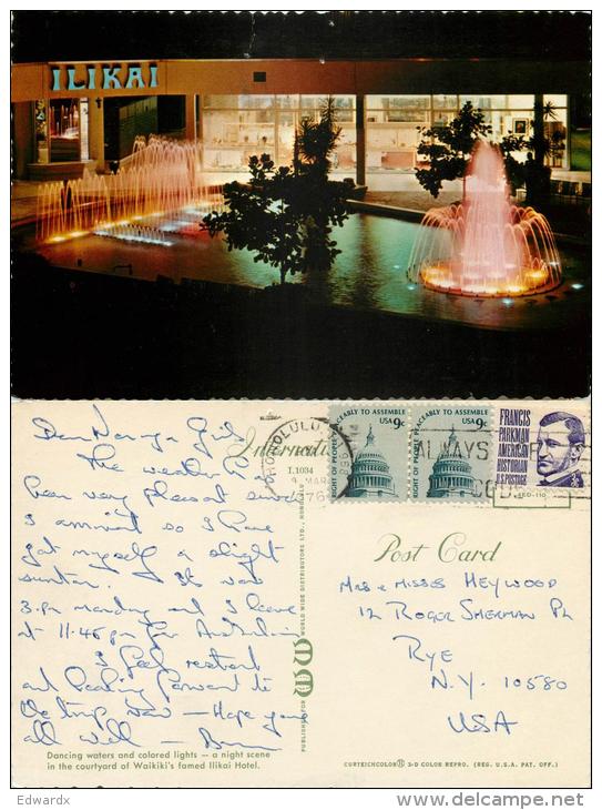 Ilikai Hotel, Waikiki, Oahu, Hawaii, United States US Postcard Posted 1976 Stamp - Oahu