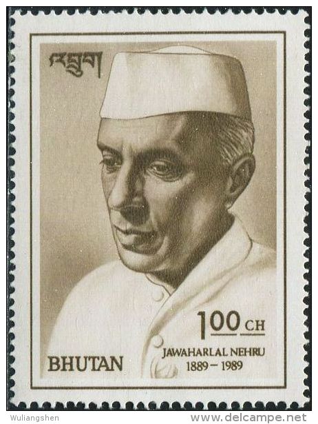 SA0040 Bhutan 1989 Indian Prime Minister Jawaharlal Nehru 1v MNH - Bhutan