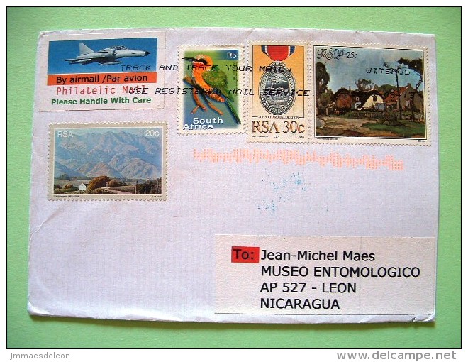 South Africa 2010 Cover To Nicaragua - Plane Mountains Birds Medal Painting - Covers & Documents