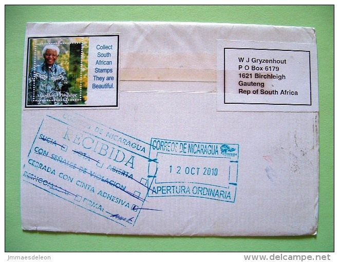 South Africa 2010 Cover To Nicaragua - Plane Mountains Birds Medal Painting - Storia Postale