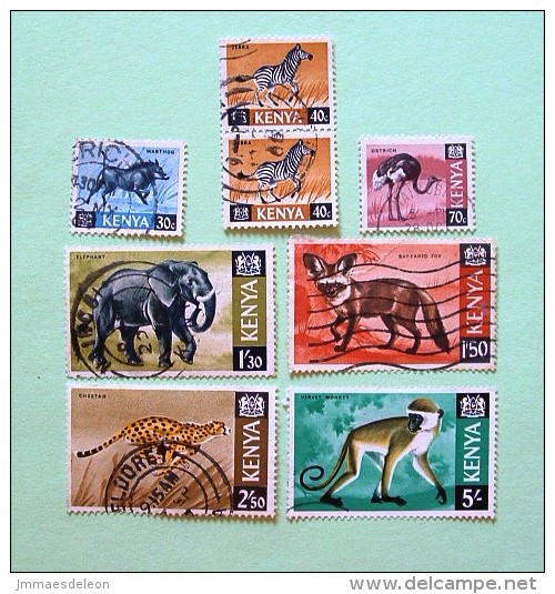 Kenya 1966 Animals Wild Pig Elephant Monkey Fox Cheetah Ostrich Zebra - Kenia (1963-...)