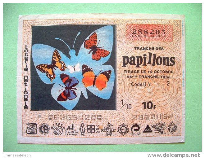 Togo - Lottery Ticket - Loterie Nationale - Butterflies Papillons - Billetes De Lotería