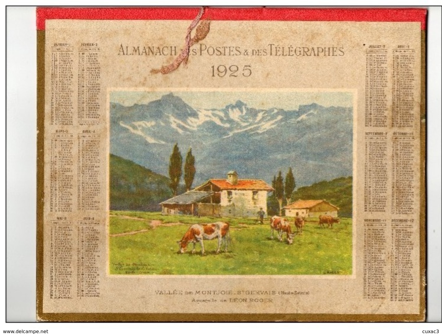 Almanach Des Postes Et Télégraphes1925 -  Vallée De Motjoie - St Gervais  Aquarelle -département Aude - - Grand Format : 1921-40